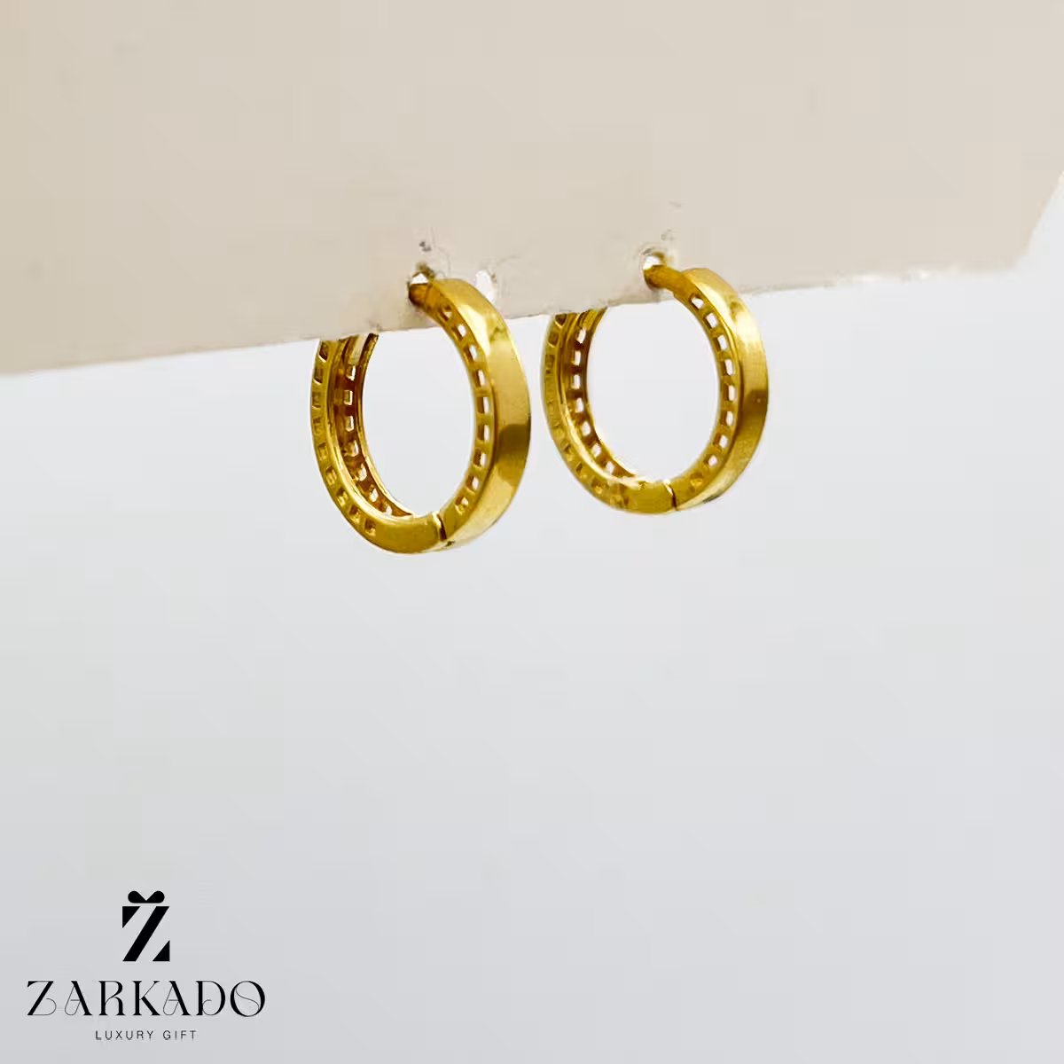 گوشواره حلقه ای طلا ساده نقطه ای کد E7436