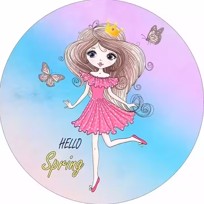 فرش گرد کودک طرح دختر بهار کد 101209