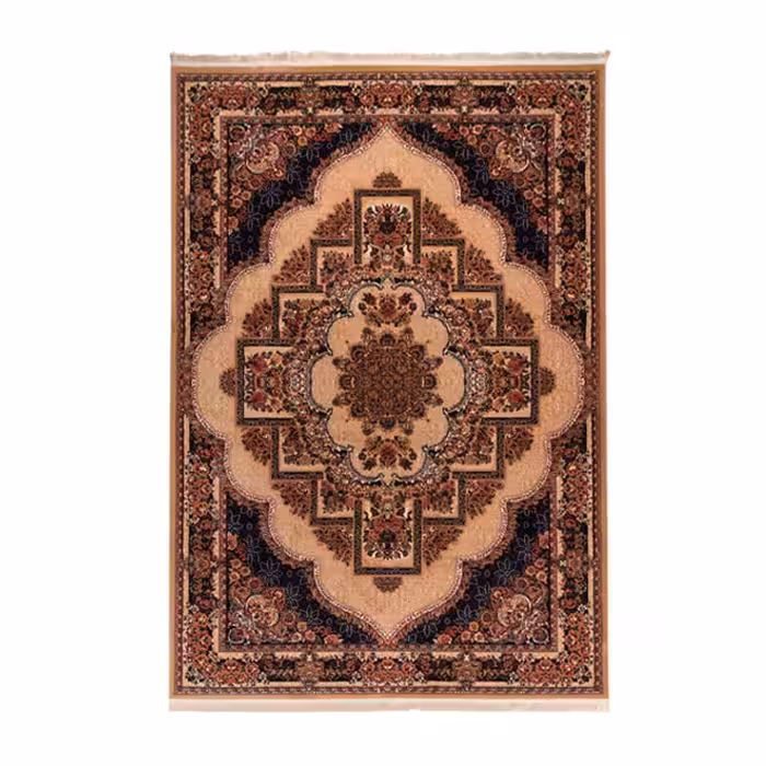 گبه ماشینی دنیای فرش کد 546GE زمینه بژ