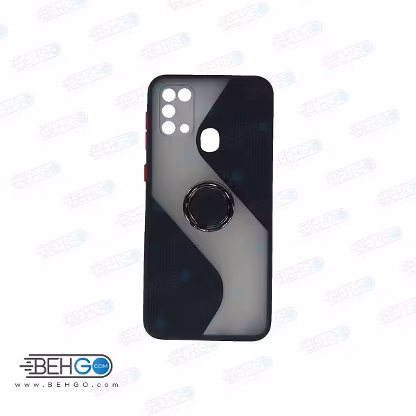 قاب گوشی سامسونگ M31  کاور m31 قاب پاپ سوکت دار با محافظ لنز دوربین گوشی m31 مدل حلقه انگشتی نگهدارنده موبایل