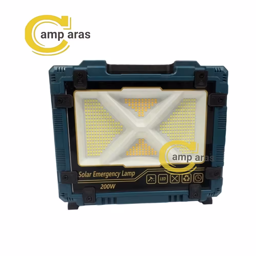 پروژکتور شارژی خورشیدی 200 وات SOLAR W8111-1 پایه دار - کمپ آراس