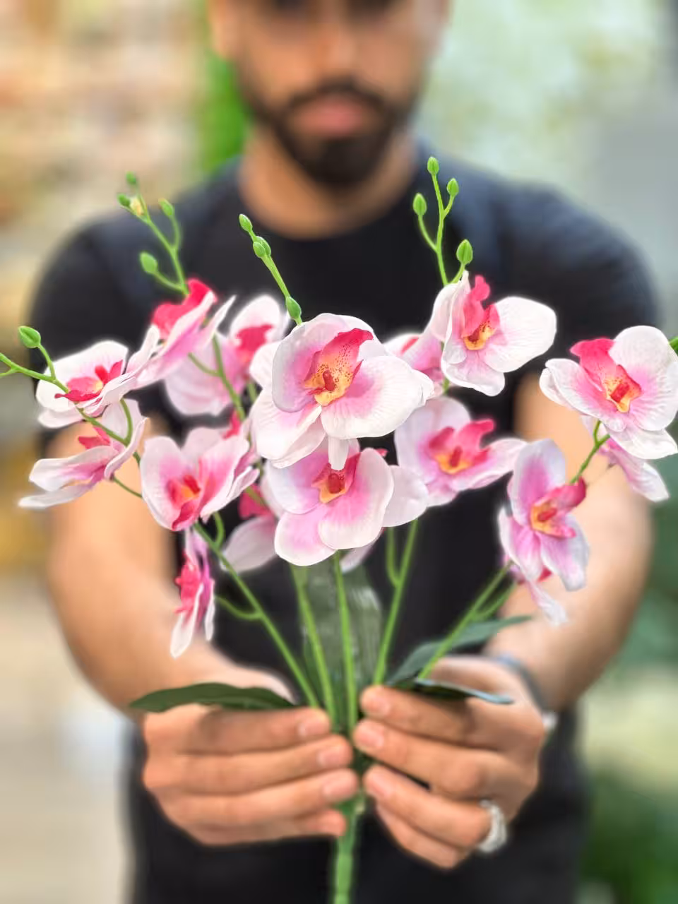 بوته گل ارکیده 20 گل صورتی