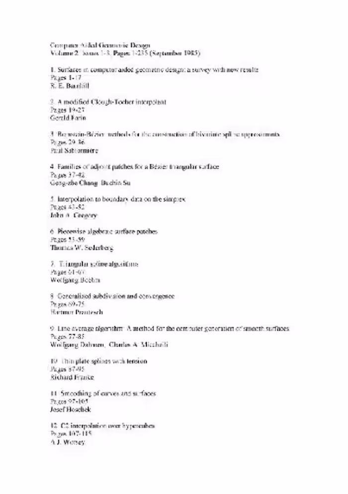 خرید و دانلود نسخه کامل کتاب Surfaces in computer aided design. Computer Aided Geometric Design