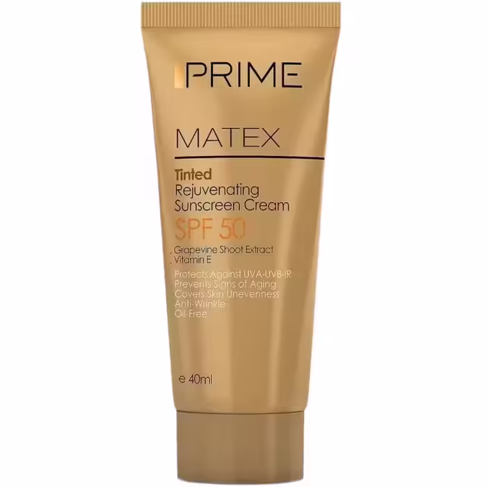 کرم ضد آفتاب جوان کننده و رنگی پرایم SPF50 مدل MATEX حجم 40 میلی لیتر