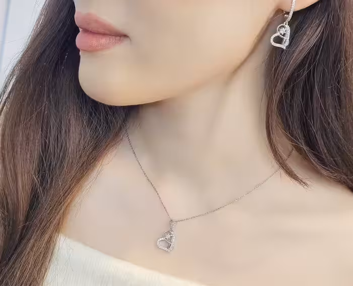 نیمست قلب جواهری نقره کد 00646