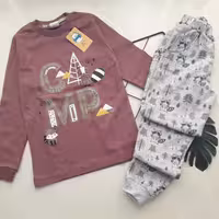 ست بلوز و شلوار اسپرت دخترانه و پسرانه، جنس بلوز پنبه و شلوار ملانژ تمام چاپ، سایز 55 مناسب 7 تا 9 سال، ضخیم مناسب پاییز