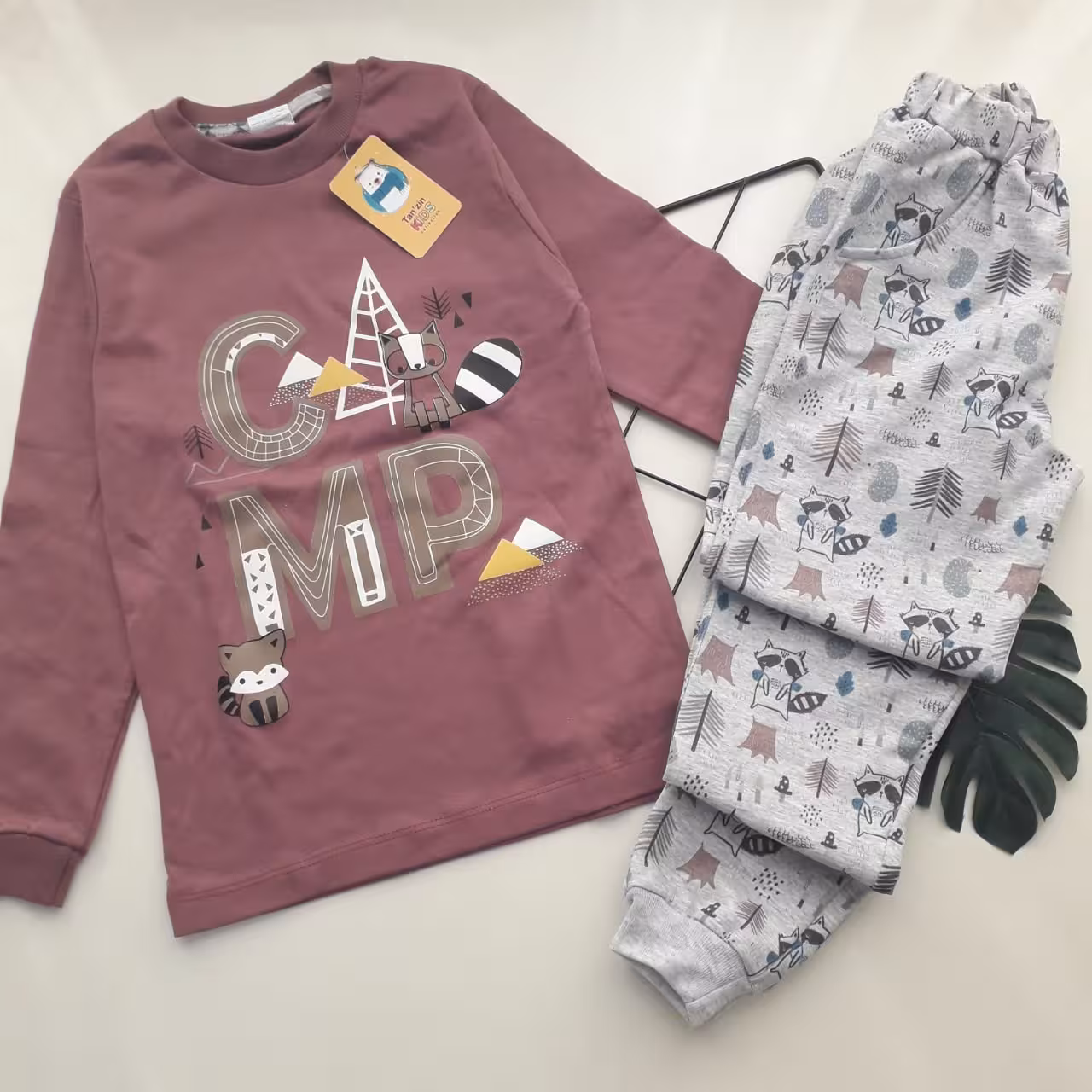 ست بلوز و شلوار اسپرت دخترانه و پسرانه، جنس بلوز پنبه و شلوار ملانژ تمام چاپ، سایز 55 مناسب 7 تا 9 سال، ضخیم مناسب پاییز