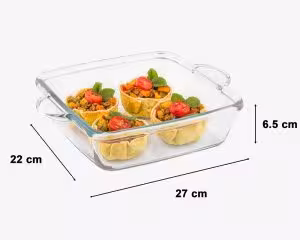 تابه چهارگوش شیشه‌ای 2 لیتر لیمون کد  2237