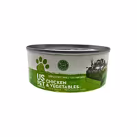 کنسرو گربه بالغ طعم مرغ و سبزیجات برند us pet یو اس پت 150 گرمی