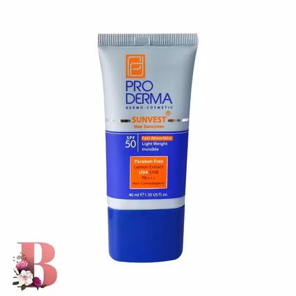 کرم ضد آفتاب فاقد چربی آقایان SPF50 پرودرما 40 میلی لیتر | Proderma Sunvest Men Sunscreen SPF50 40 ml