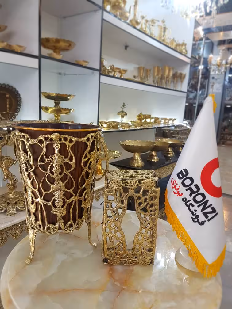 سطل و جا دستمال برنجی طرح 2