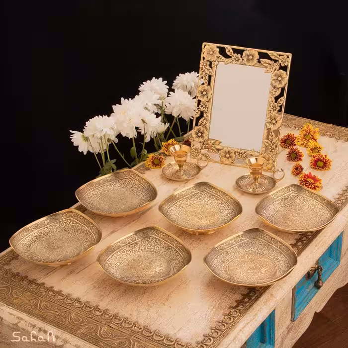 ست هفت سین برنجی طلایی کد 1032