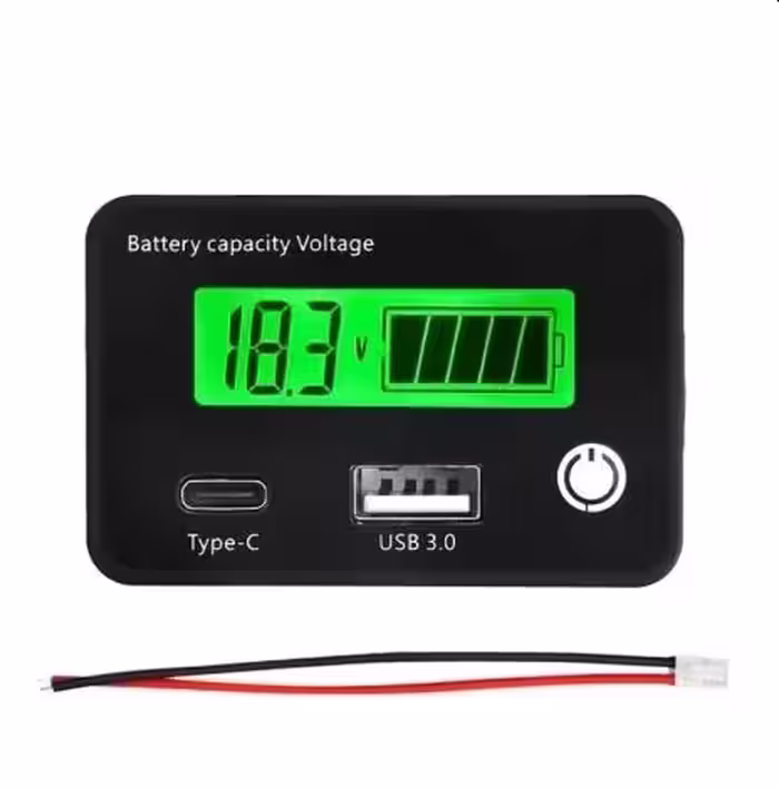 نمایشگر ظرفیت باتری 8 تا 30 ولت دارای رابط شارژ USB-TYPE C