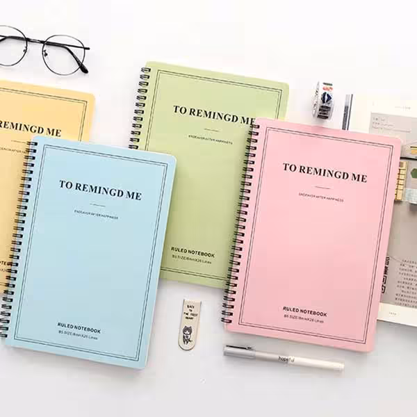 دفتر سیمی سایز بزرگ خطی رنگی Colored Line Wired Notebook