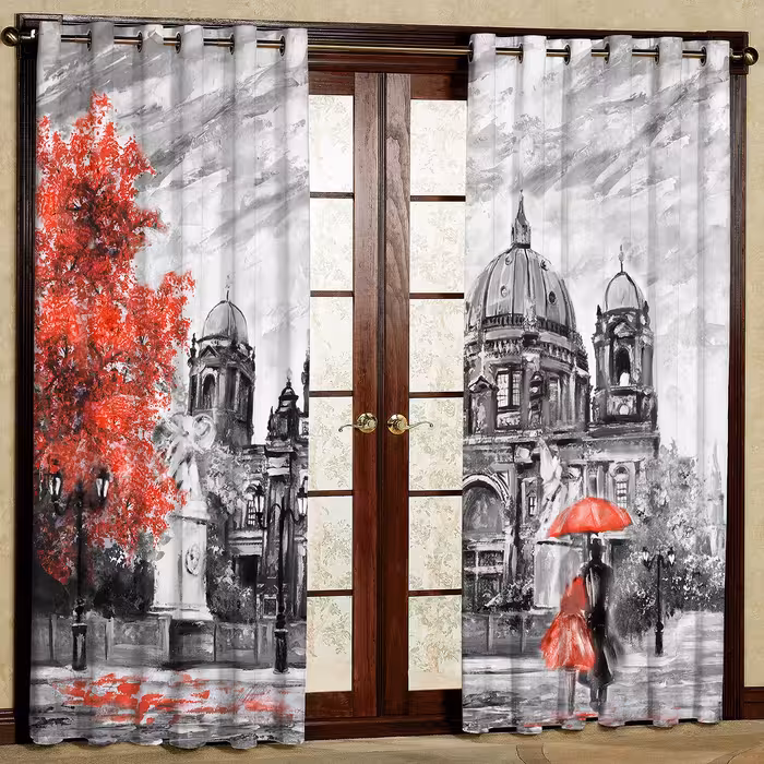 پرده مدل مخمل پانچی کد 1028L سایز 140x280 سانتی متر