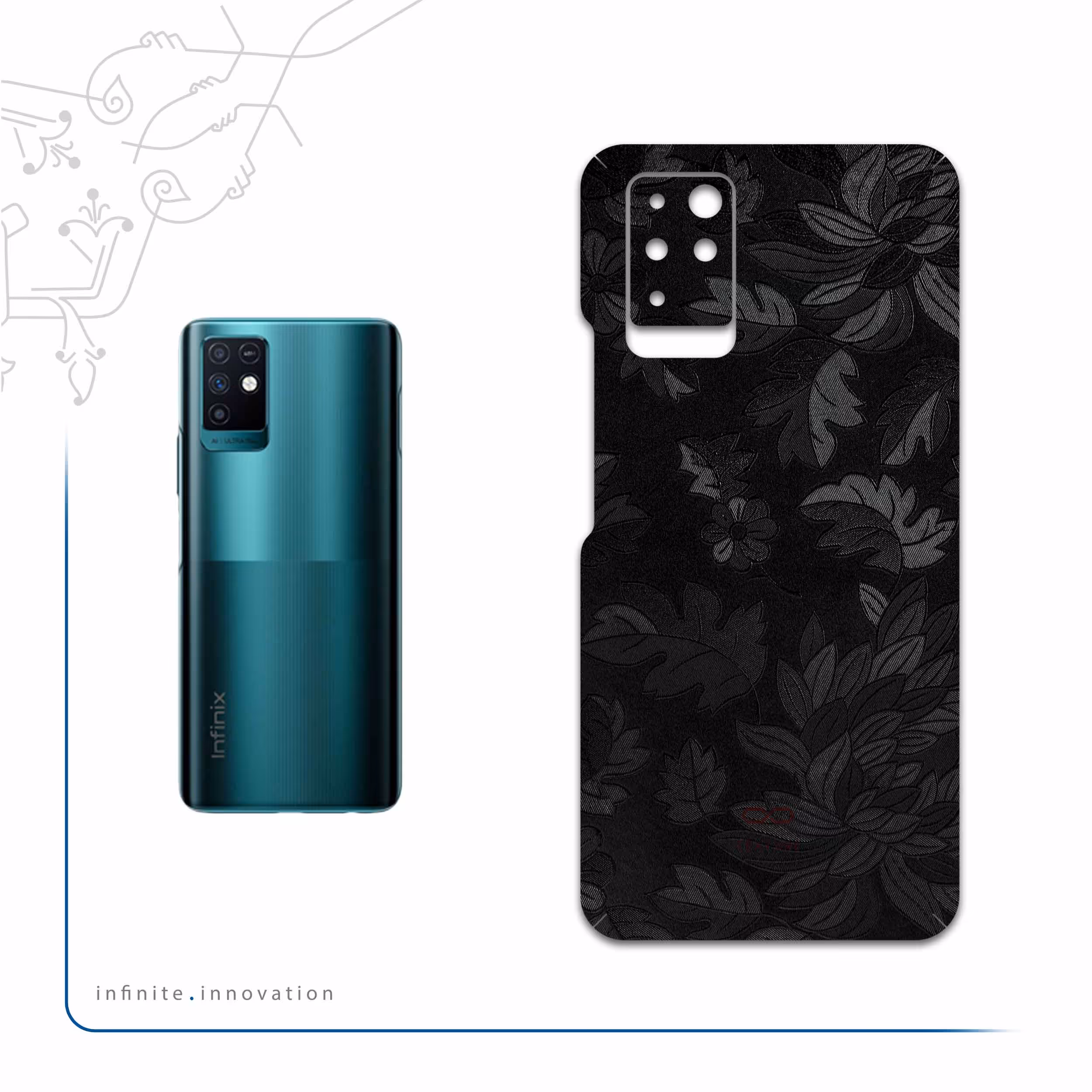 برچسب پوششی ماهوت مدل Black-Wildflower مناسب برای گوشی موبایل اینفینیکس Note 10