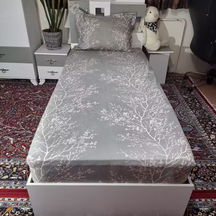 سرویس ملحفه مدل ni04054 طرح نهال کد 120 یک نفره دو تکه