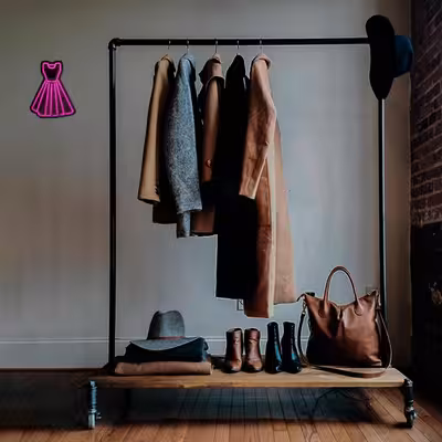 چراغ دیواری نئون دیزاین طرح Women-Clothes-BL_PN