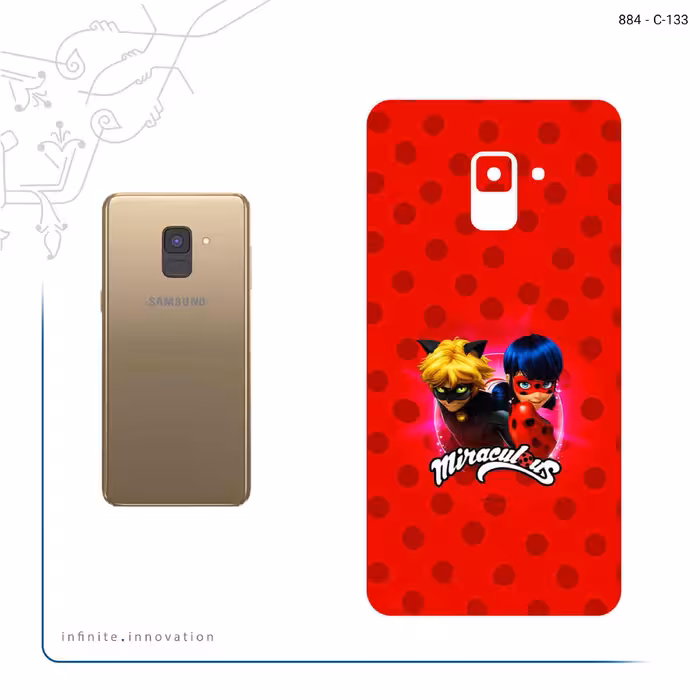 برچسب پوششی ماهوت مدل Ladybug and Cat Noir مناسب برای گوشی موبایل سامسونگ Galaxy A8 Plus 2018
