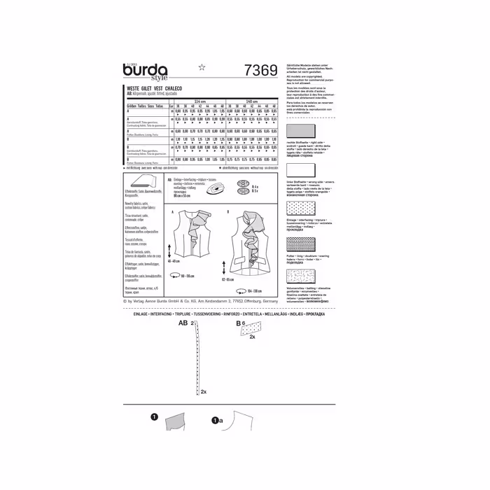الگوی خیاطی تاپ زنانه بوردا استایل کد 7369 سایز 36 تا 48 متد مولر
