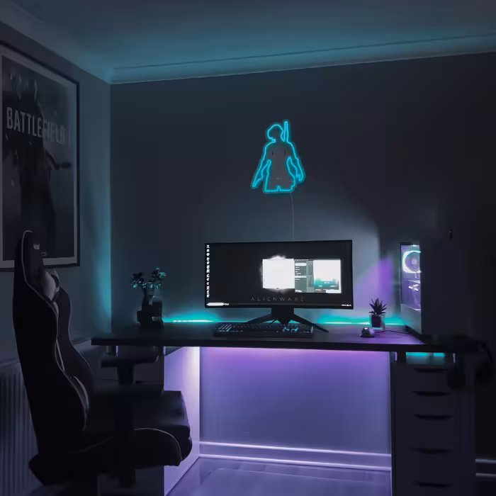 چراغ دیواری نئون دیزاین طرح Pubg-GL_TBL