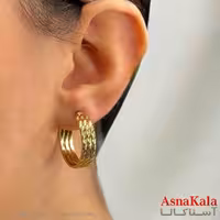 گوشواره دخترانه مینیمال طرح سه حلقه فشن رنگ طلایی کد GSH151784W