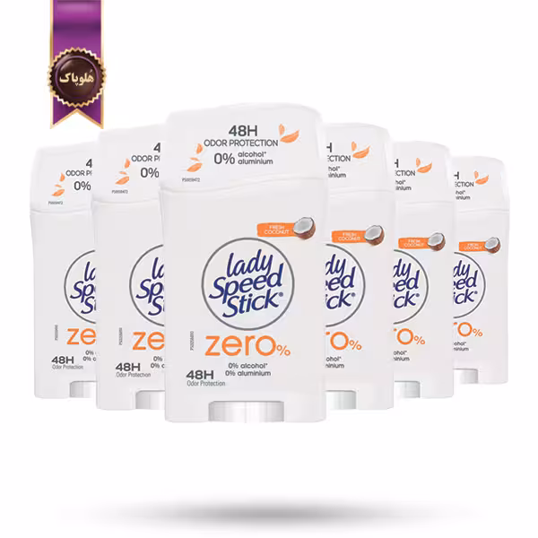 6 عدد مام استیک ضد تعریق لیدی اسپید Lady Speed مدل زیرو نارگیل تازه Fresh Coconut وزن 45 گرم (اورجینال)