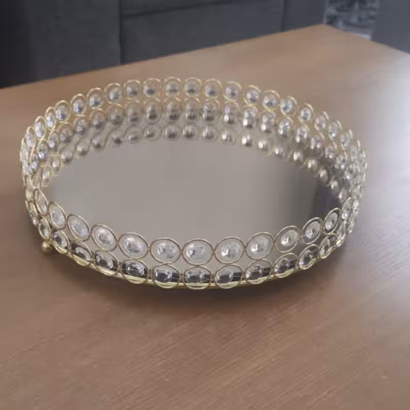 سینی کف آینه با رنگ طلا و نقره