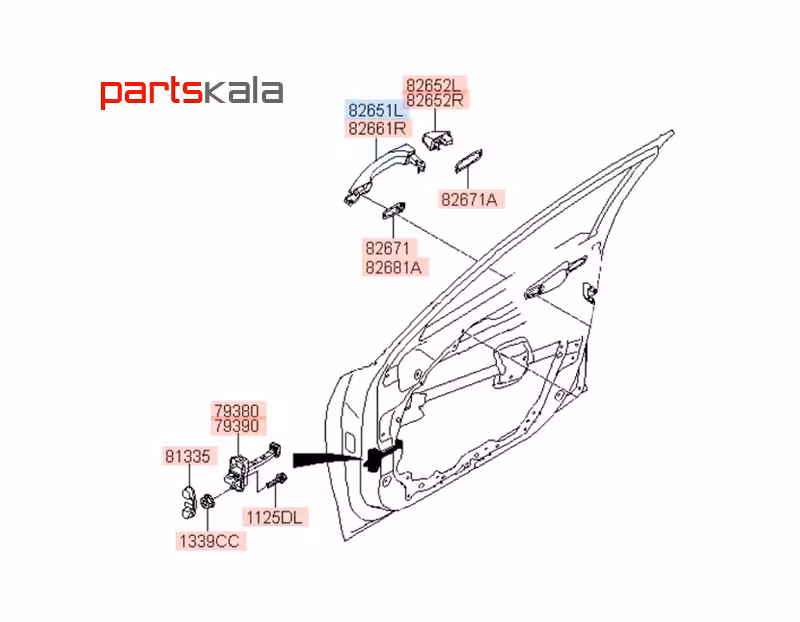 دستگیره درب جلوچپ آزرا گرنجور
