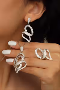 نیمست مجلل ایتالیایی جواهری نقره کد 00583