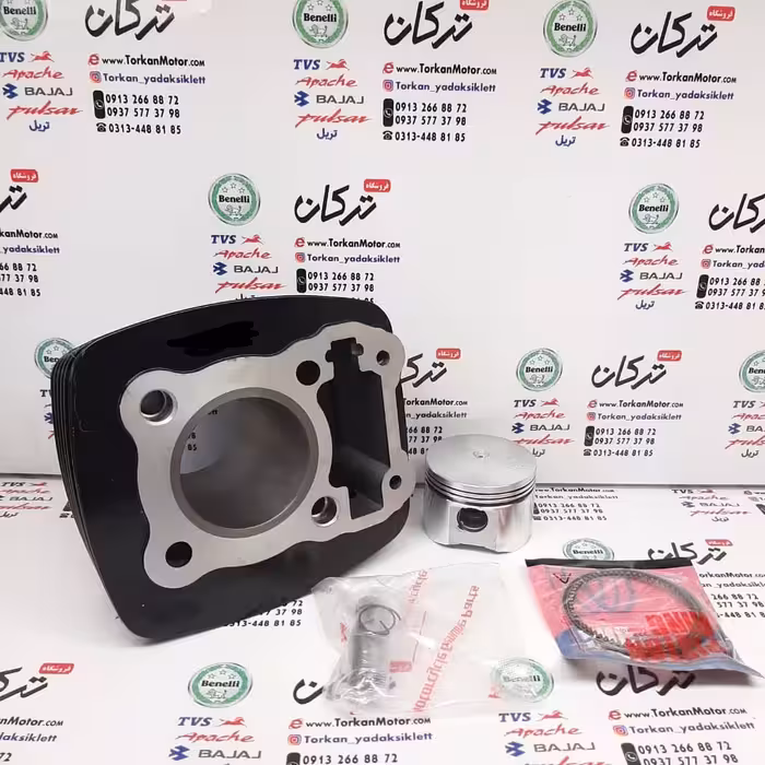 سیلندر با رینگ و پیستون ( پستان ) موتور پالس 200 (بدون هندل ، زین دو تکه ) مشکی شرکتی (کانال دار)