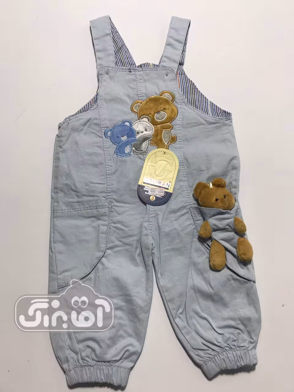 پیشبندی عروسکی کتان گل ایران کد 659 آبی روشن