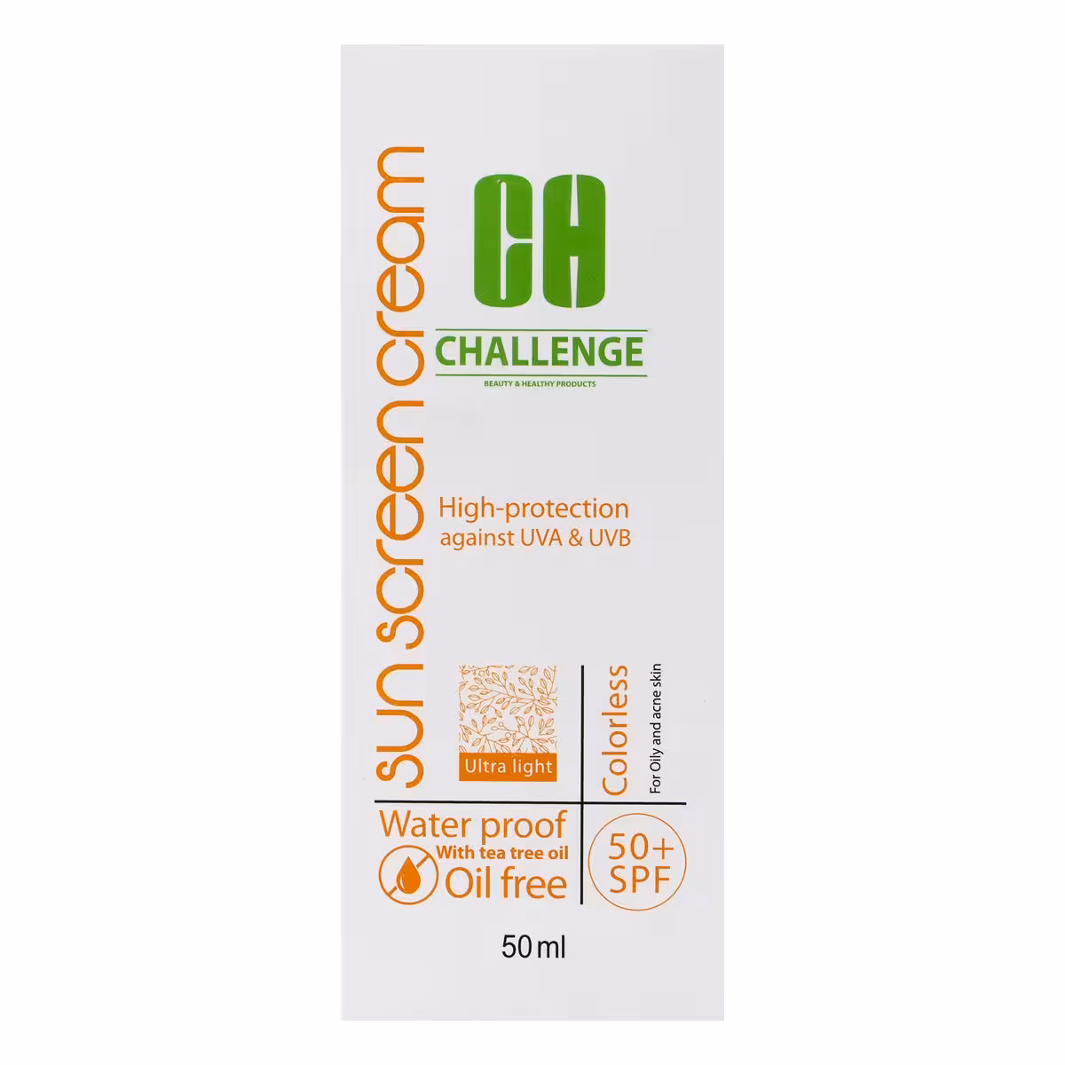 کرم ضد آفتاب بدون رنگ SPF 50 چلنج 50 میل