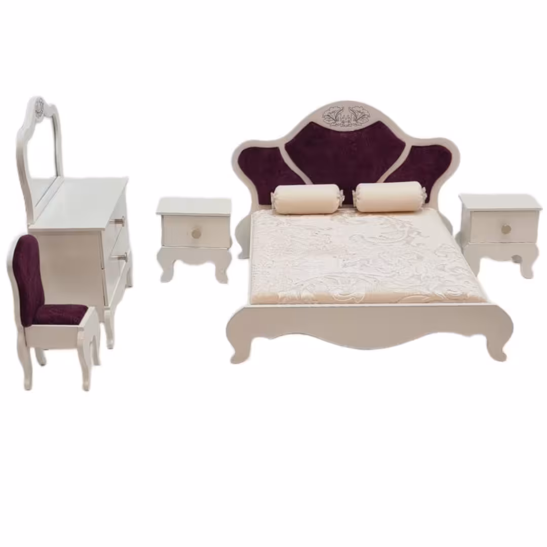 ست بازی دخترانه تخت خواب چوبی عروسک