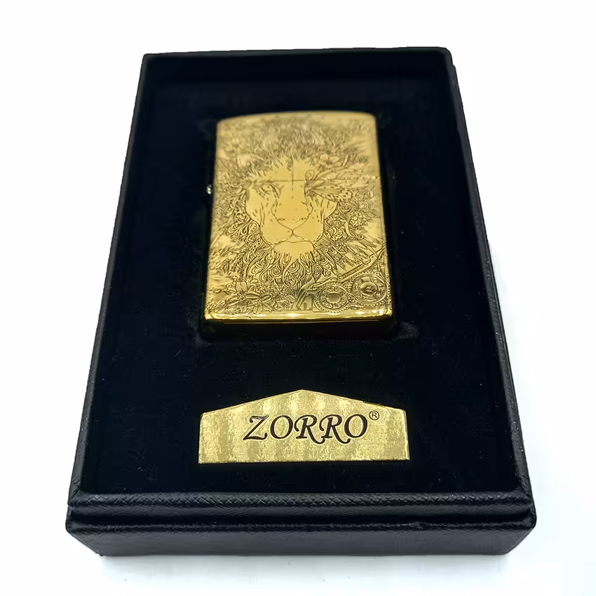 فندک بنزینی زورو طلایی طرح شیر نر کد d1314