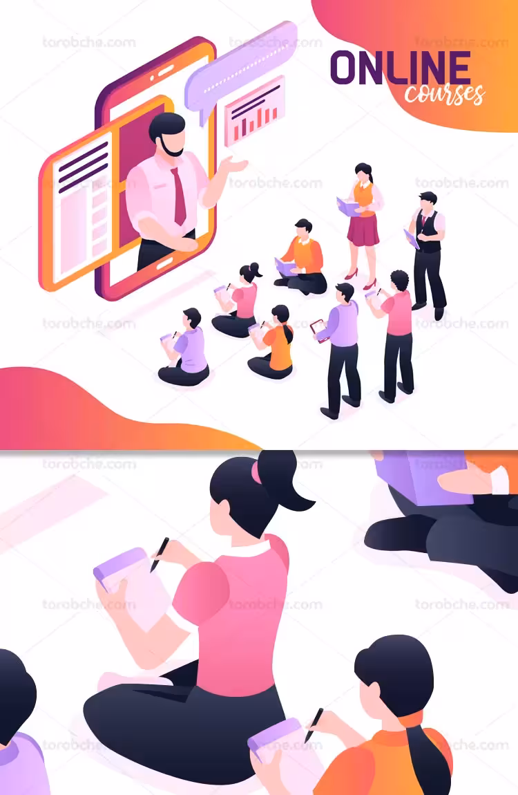 وکتور فلت آموزش آنلاین | گرافیک با طعم تربچه