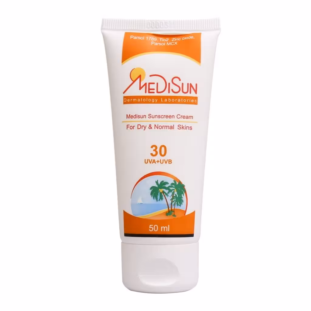 کرم ضد آفتاب SPF30 مدیسان بی رنگ (پوست خشک و معمولی)