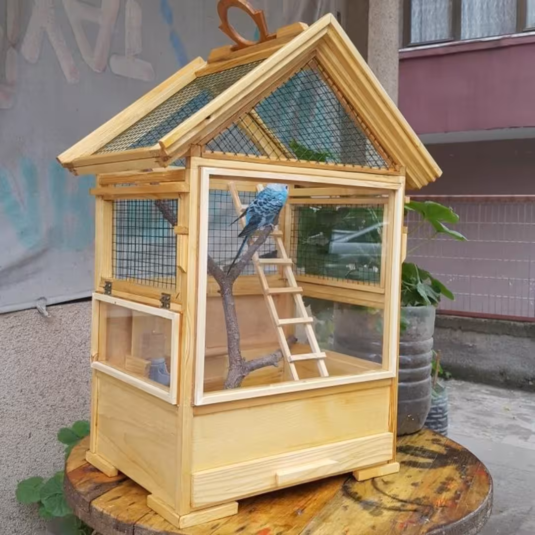 قفس چوبی مناسب برای طوطی سانان و پرندگان زینتی در ابعاد مختلف سفارشی هم میسازیم 