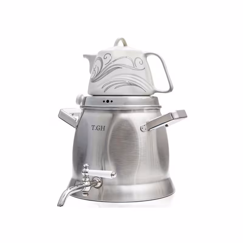 کتری قوری کاوه تی جی اچ 5.5 لیتری شیردار مات کف چدن مدل 7020