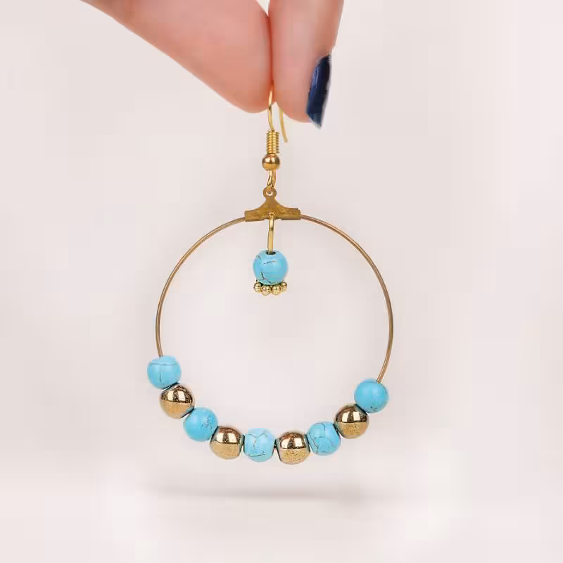 گوشواره حلقه ای فانتزی زیبا و چشم نواز مناسب ست کردن با لباس