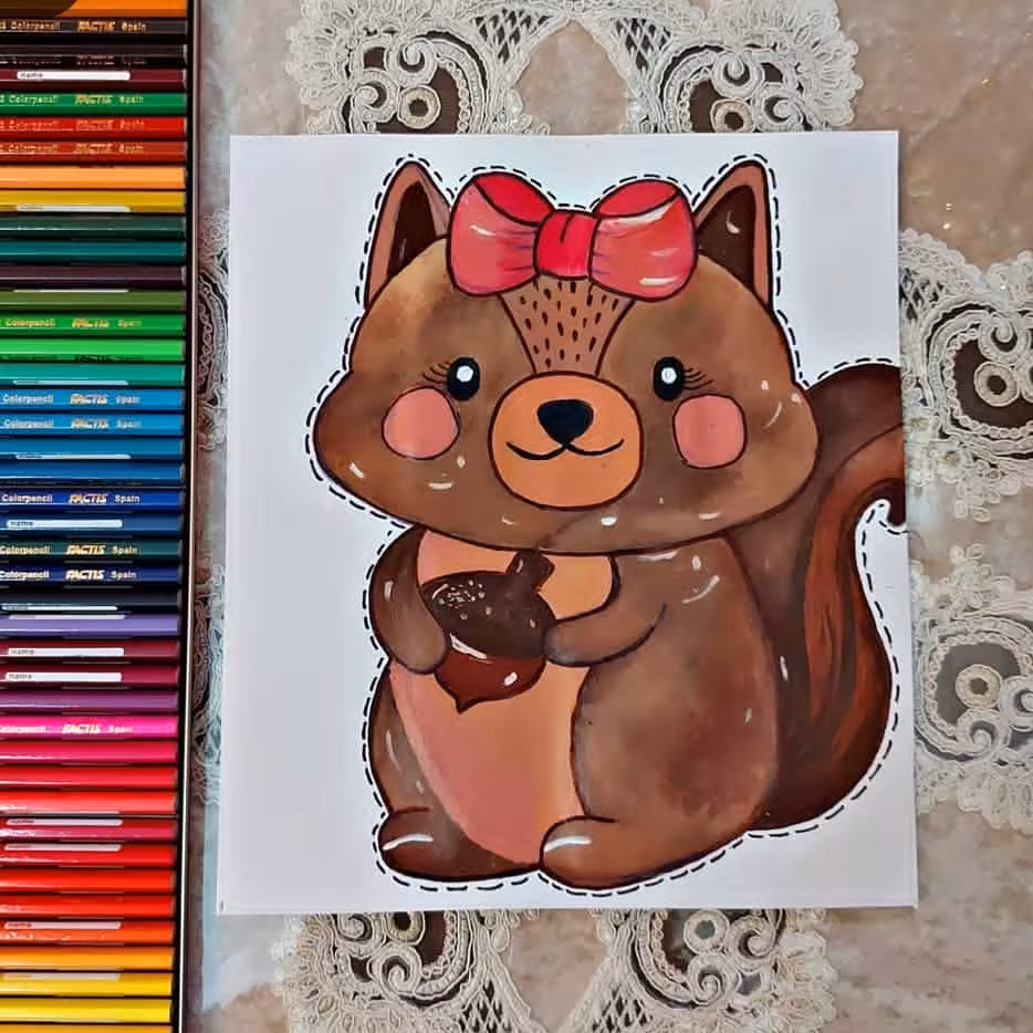 تابلوی نقاشی سنجاب بازیگوش کارشده با رنگ اکرولیک