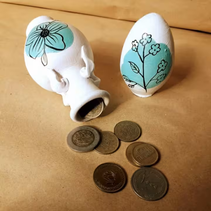 ست کوزه سکه و تخم مرغ رنگی مناسب هفت سین 