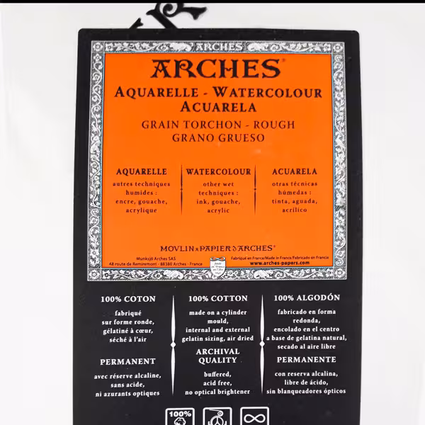 مقوا آرچ آبرنگ راف 185 گرم (arches rough) سایز 28*38 سانت بسته 4 عددی