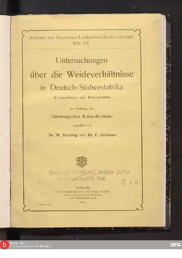 خرید و دانلود نسخه کامل کتاب Untersuchungen über die Weideverhältnisse in Deutsch-Südwestafrika (Futterpflanzen nd Bodenproben)