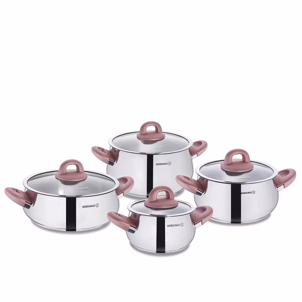 سرویس قابلمه استیل 8 پارچه برند کرکماز اصل ترکیه مدل Bella A1848