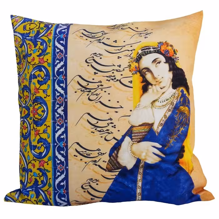 کاور کوسن مخمل کوبیده طرح شعر و کاشی کد MAKHQU27