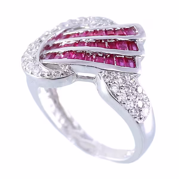 انگشتر نقره نگین صنعتی زنانه مدل آسا _ کد : 100016