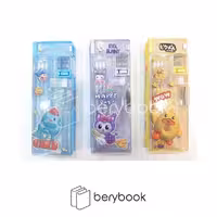 Happy Day / جامدادی کتابی / همراه وسایل درب شفاف طلقی