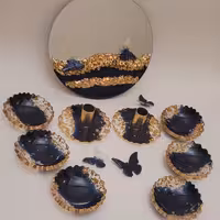 ست پیاله هفت سین به همراه اینه قطر20 سانت و دو عدد جاشمعی