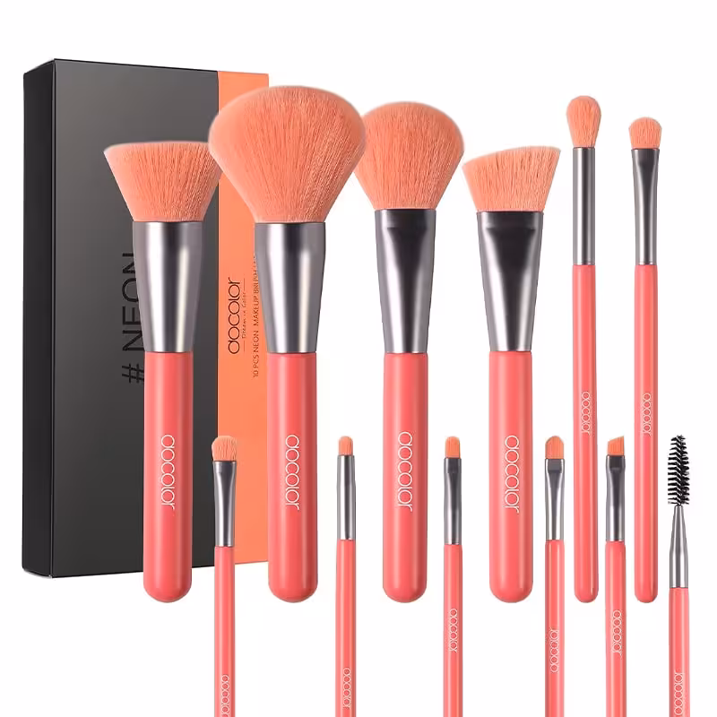 ست براش 10 عددی نئون نارنجی (هلویی) دوکالر - DOCOLOR